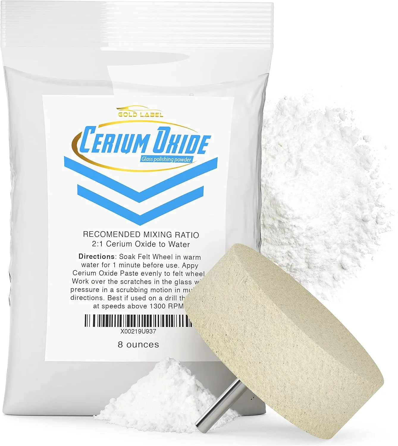 Optical Grade Cerium Oxide 8oz Glass Repair Powder | Glass Window and Windshield Repair