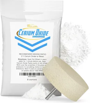 Optical Grade Cerium Oxide 8oz Glass Repair Powder | Glass Window and Windshield Repair