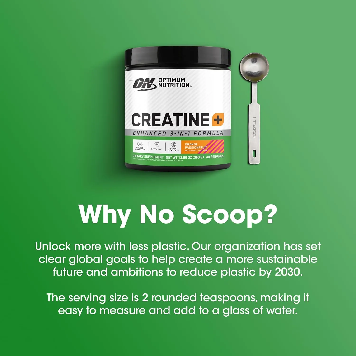 Optimum Nutrition Creatine Monohydrate Plus Powder, Orange Passionfruit Flavored Creatine Performance Blend With Electrolytes for Hydration, Added Vitamins, 40 Servings, 360 Grams (Packaging May Vary)