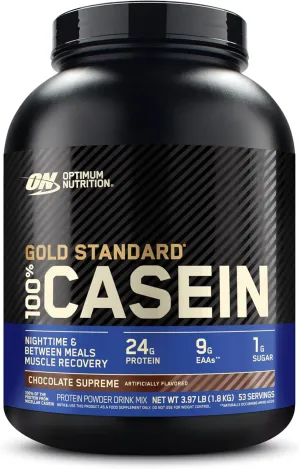Optimum Nutrition Gold Standard 100% Micellar Casein Protein Powder, Slow Digesting, Helps Keep You Full, Overnight Muscle Recovery, Chocolate Supreme, 4 Pound (Packaging May Vary)