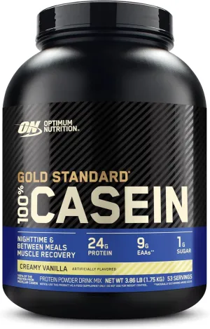 Optimum Nutrition Gold Standard 100% Micellar Casein Protein Powder, Slow Digesting, Helps Keep You Full, Overnight Muscle Recovery, Creamy Vanilla, 4 Pound (Packaging May Vary)