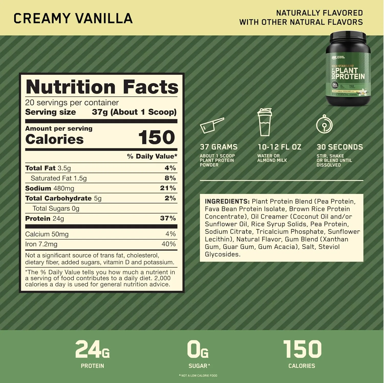 Optimum Nutrition Gold Standard 100% Plant Based Protein Powder, Creamy Vanilla, 20 Servings   Healthy Delights Nature Fuel Power Beets Powder, Acai Berry Pomegranate, 30 Servings (Packaging May Vary)