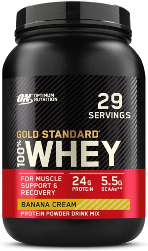 Optimum Nutrition Gold Standard 100% Whey Protein Powder, Banana Cream, 2 Pound (Packaging May Vary)