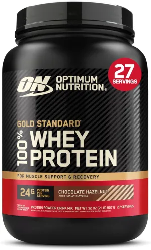 Optimum Nutrition Gold Standard 100% Whey Protein Powder, Chocolate Hazelnut, 2 Pound (Packaging May Vary)