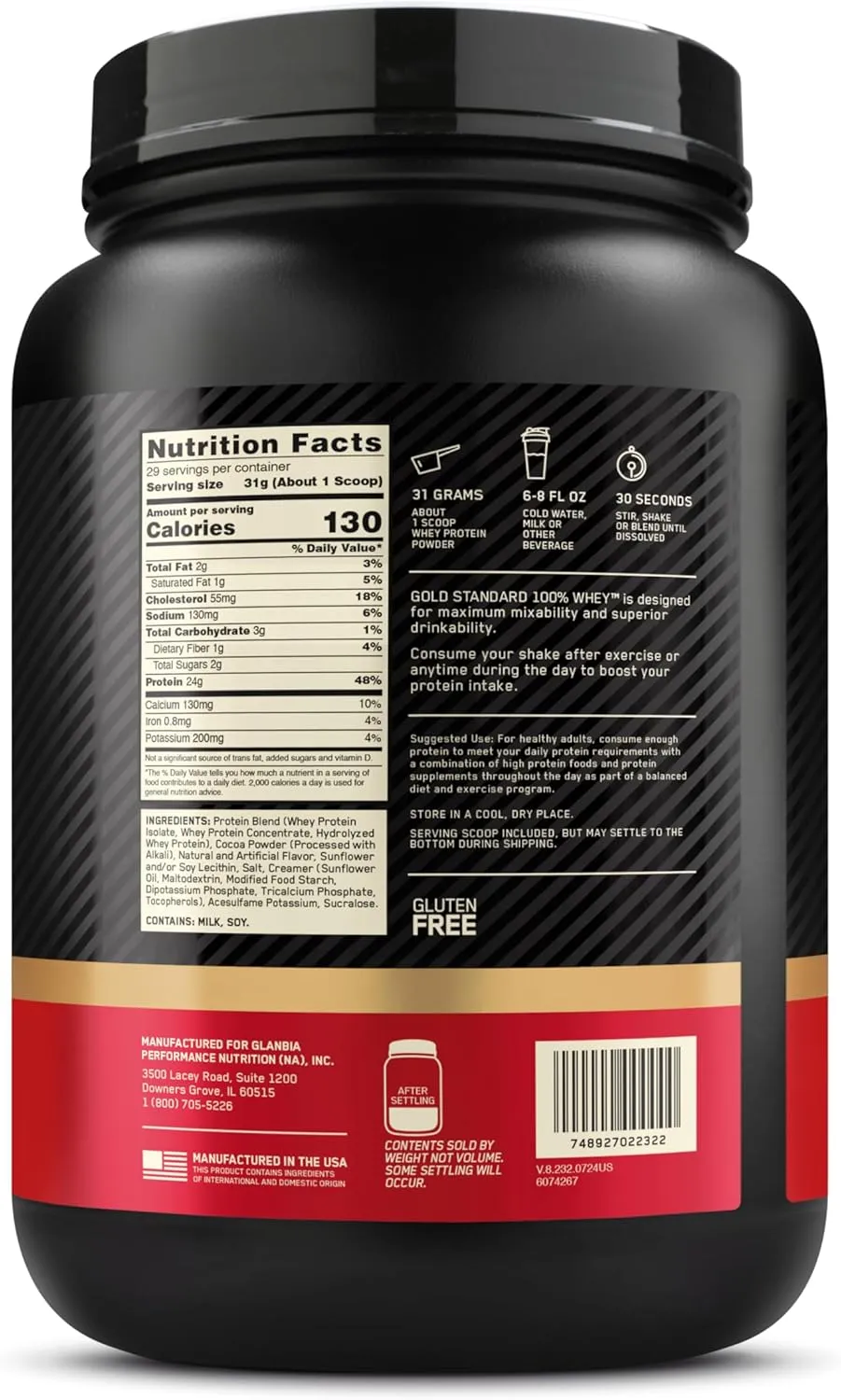 Optimum Nutrition Gold Standard 100% Whey Protein Powder, Chocolate Malt, 2 Pound (Packaging May Vary)