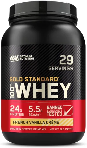 Optimum Nutrition Gold Standard 100% Whey Protein Powder, French Vanilla Creme, 2 Pound (Packaging May Vary)