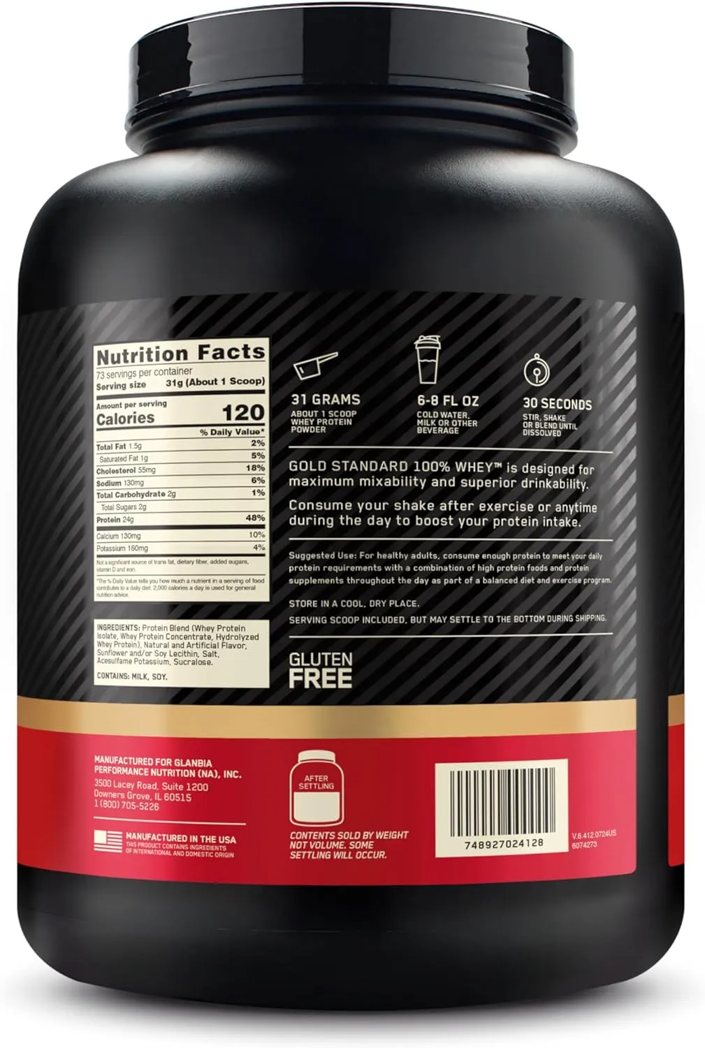Optimum Nutrition Gold Standard 100% Whey Protein Powder, French Vanilla Crème, 5 Pound (Packaging May Vary)