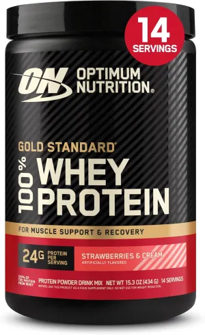 Optimum Nutrition Gold Standard 100% Whey Protein Powder, Strawberries and Cream, 1 Pound (Pack of 1)