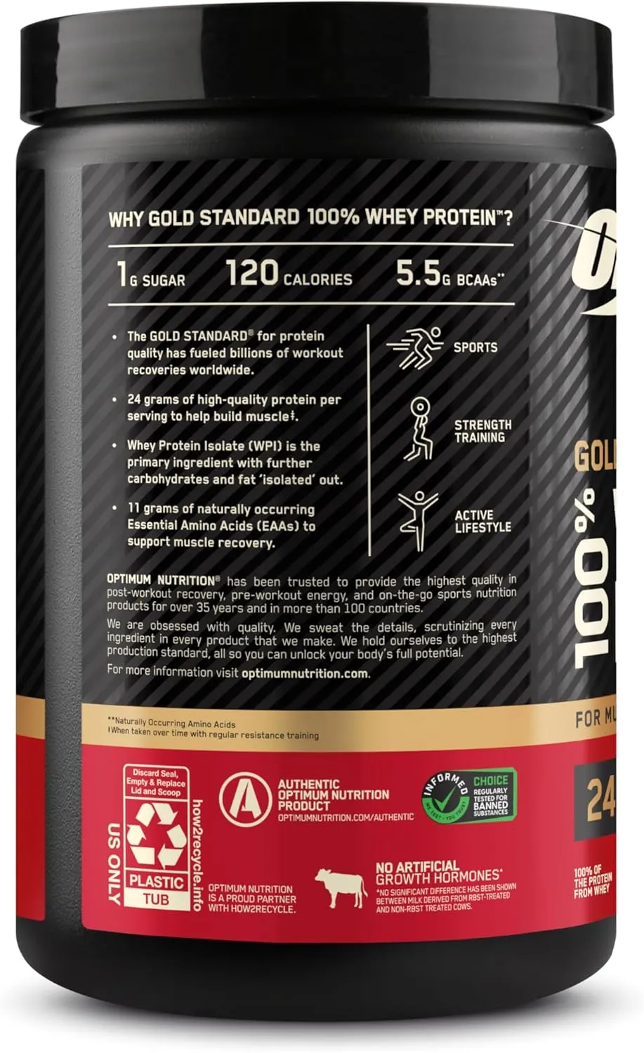Optimum Nutrition Gold Standard 100% Whey Protein Powder, Vanilla Ice Cream, 0.68 Pound (Pack of 1)