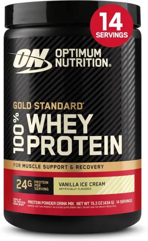 Optimum Nutrition Gold Standard 100% Whey Protein Powder, Vanilla Ice Cream, 1 Pound (Pack of 1)