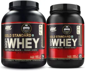 Optimum Nutrition ON Gold Standard 100% Whey Protein Primary Source Isolate - Double Rich Chocolate, 5 Lbs  ON Gold Standard 100% Whey Protein Primary Source Isolate - Double Rich Chocolate, 2 Lbs