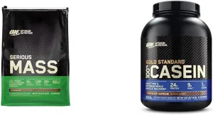 Optimum Nutrition Serious Mass Weight Gainer Protein Powder & Gold Standard 100% Micellar Casein Protein Powder