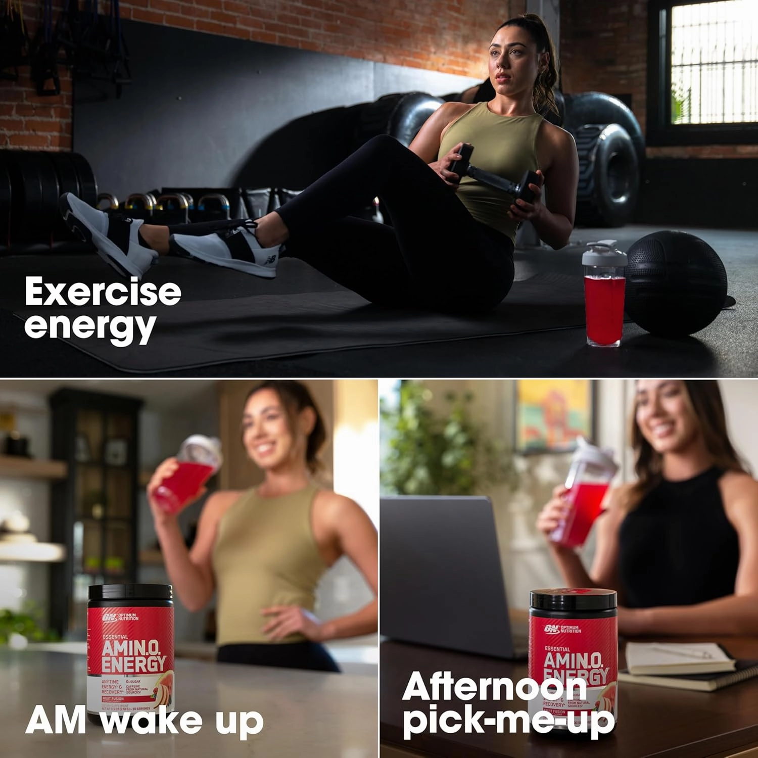 Optimum Nutrition Amino Energy - Pre Workout with Green Tea, BCAA, Amino Acids, Keto Friendly, Green Coffee Extract, Energy Powder - Fruit Fusion, 30 Servings (Packaging May Vary)