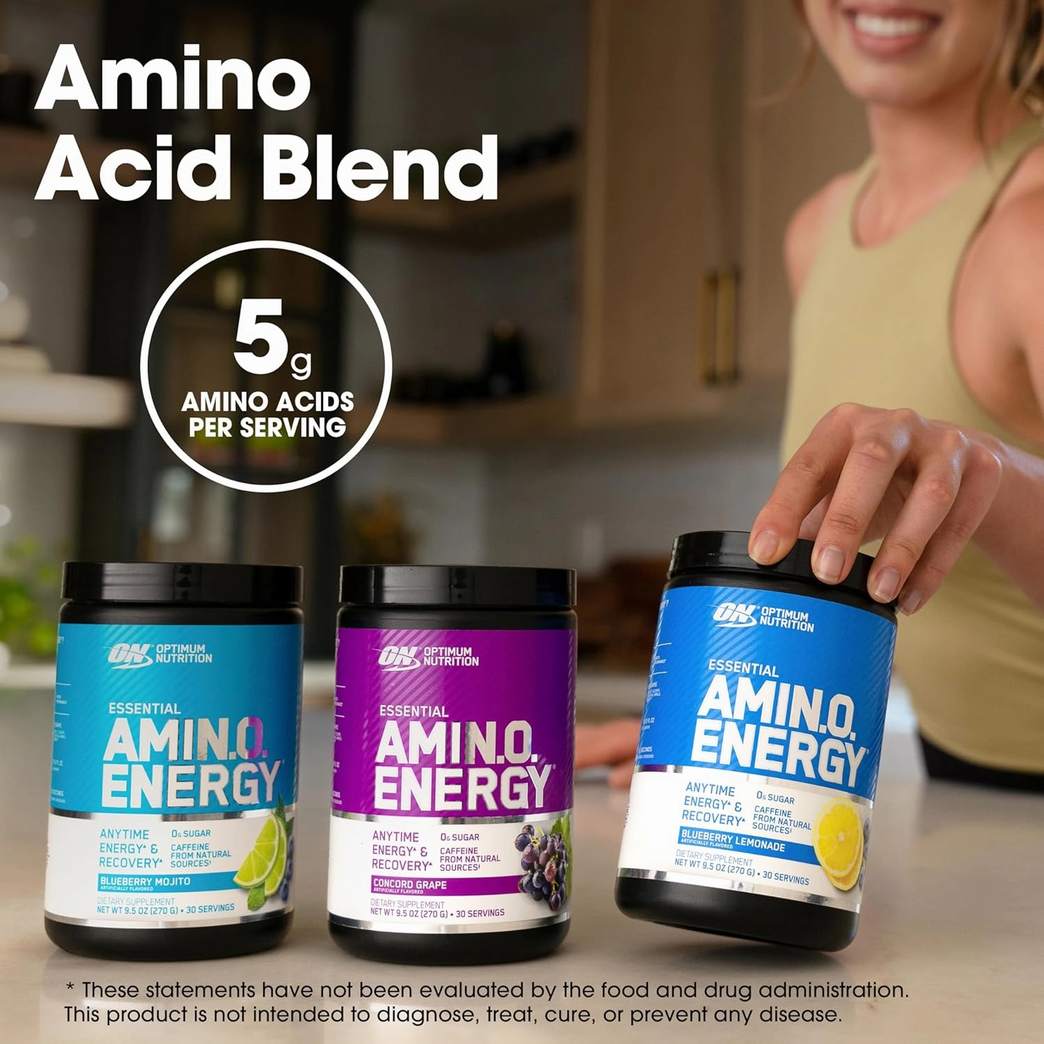Optimum Nutrition Amino Energy - Pre Workout with Green Tea, BCAA, Amino Acids, Keto Friendly, Green Coffee Extract, Energy Powder - Fruit Fusion, 30 Servings (Packaging May Vary)
