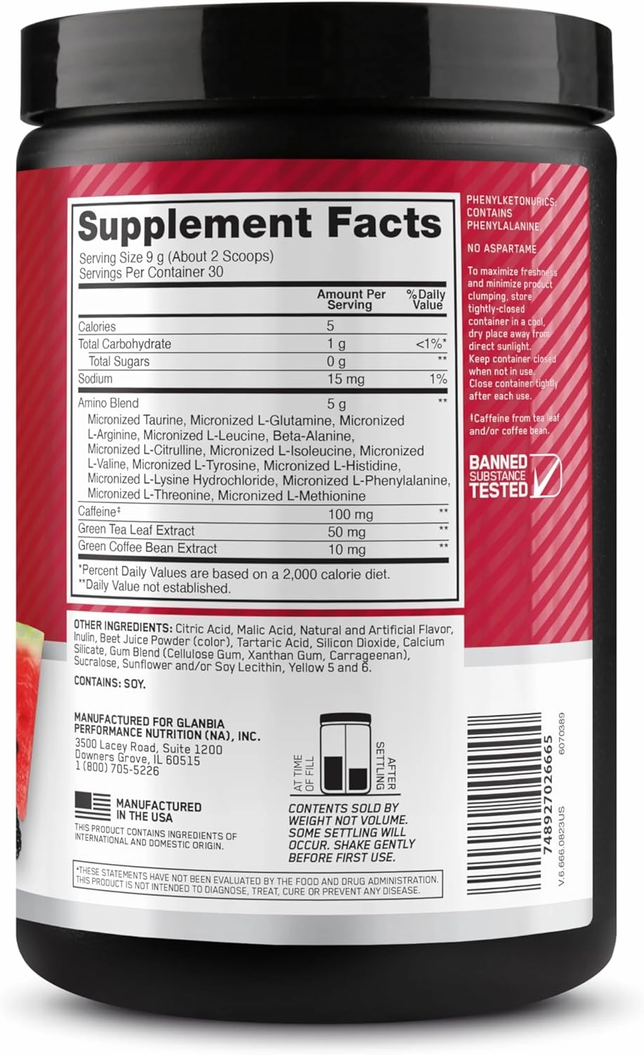 Optimum Nutrition Amino Energy - Pre Workout with Green Tea, BCAA, Amino Acids, Keto Friendly, Green Coffee Extract, Energy Powder - Fruit Fusion, 30 Servings (Packaging May Vary)