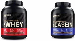 Optimum Nutrition Gold Standard 100% Micellar Casein Protein Powder & Gold Standard 100% Whey Protein Powder, Extreme Milk Chocolate, 5 Pound (Packaging May Vary)