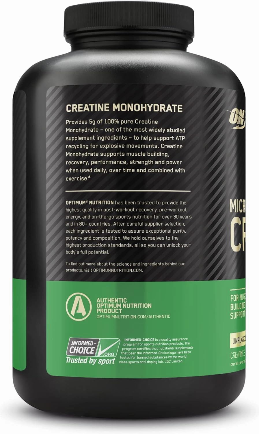 Optimum Nutrition Micronized Creatine Monohydrate Powder, Unflavored, 120 Servings, 600 Grams (Packaging May Vary)