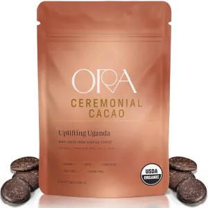 ORA Ceremonial Cacao - Uplifting Uganda - Organic 100% Cacao - Ethical - Regenerative - High Flavanol - Coffee Alternative - Better Energy - Heavy Metals Tested - Unsweetened - 16oz