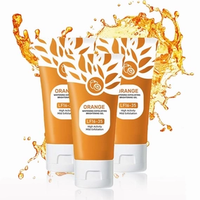 Orange Exfoliating Gel for Face & Body | Deep Pore Cleansing to Remove Blackheads, Moisturizing Scrub with Enzymes for Smooth & Radiant Skin, Gentle Exfoliator All Skin Types (3pc, 50g)