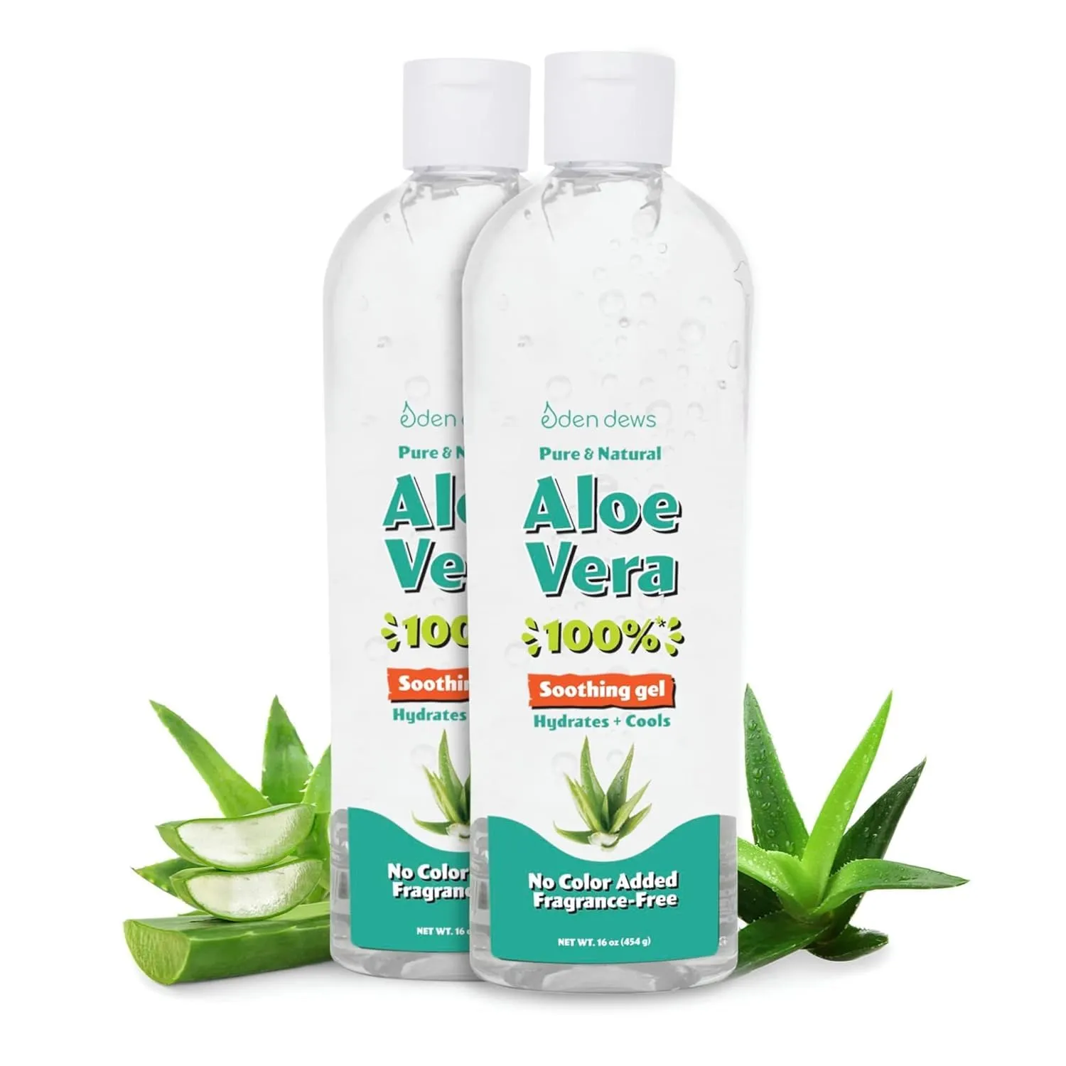 Organic Aloe Vera Gel 100% Pure & Natural Gel, Moisturizing, Face Skin & Hair Care, Sun Burn Relief, Hydrating & Soothing for Dry, Razor Bumps, Made in USA, Unscented, 32 oz, 2-Pack