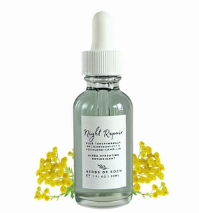 Organic Blue Tansy Night Repair Balancing Face Serum with Squalane for Anti-Aging Collagen Support Promote Glowing Glass Skin Naturally Minimize Pores Skin Plumping Antioxidant Rich for Gua Sha | Made in USA