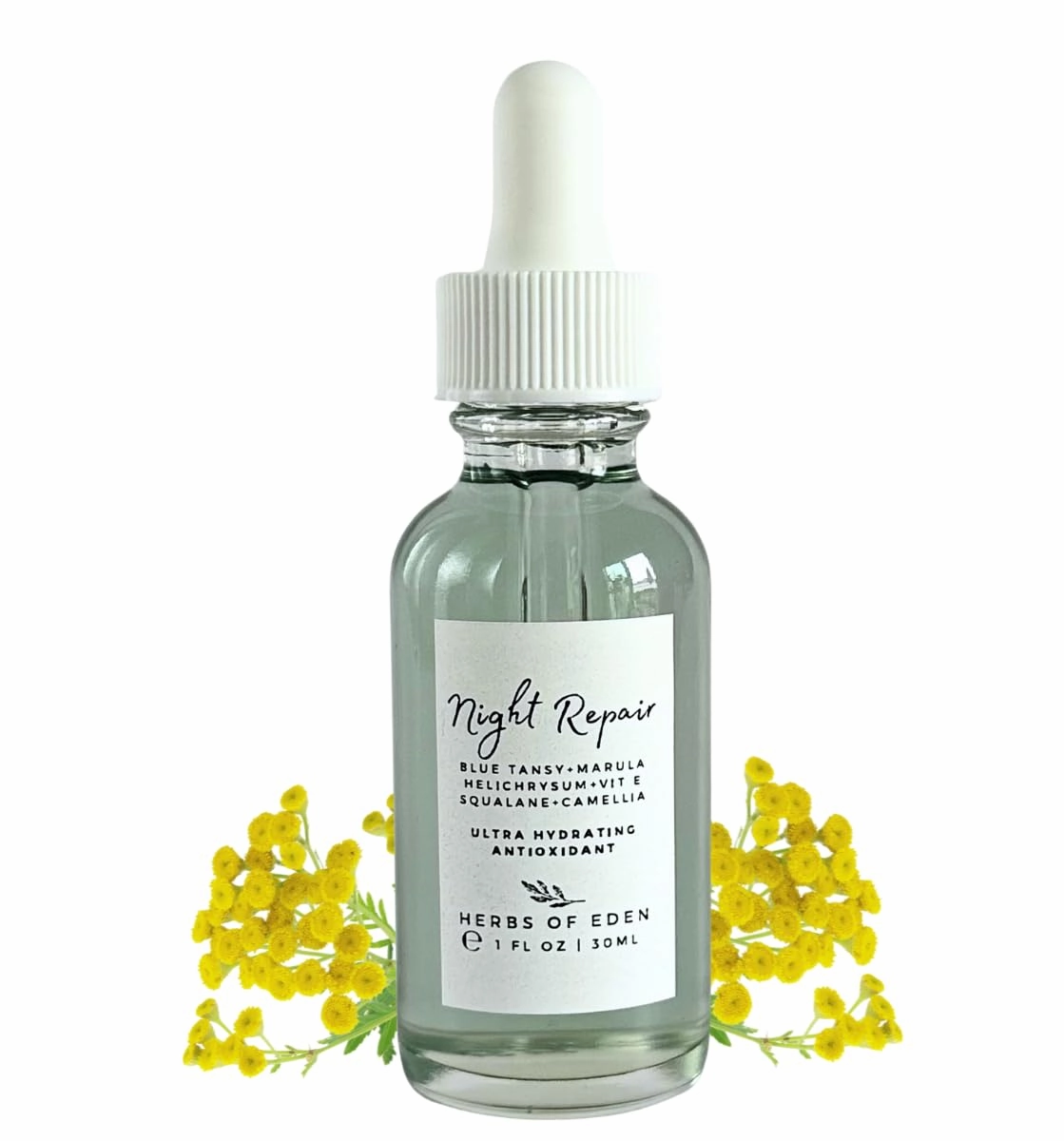 Organic Blue Tansy Night Repair Balancing Face Serum with Squalane for Anti-Aging Collagen Support Promote Glowing Glass Skin Naturally Minimize Pores Skin Plumping Antioxidant Rich for Gua Sha | Made in USA