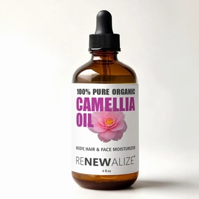 ORGANIC CAMELLIA SEED OIL Skin Moisturizer | Unrefined Cold Pressed 100 Percent Pure | Large 4 fl oz bottle | Moisturizing Oil for Hair Face Skin and Body