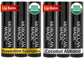 Organic Peppermint Eucalyptus and Coconut Almond Lip Balm Bundle (6 balms)