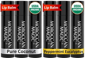 Organic Pure Coconut and Peppermint Eucalyptus Lip Balm Bundle (6 balms)