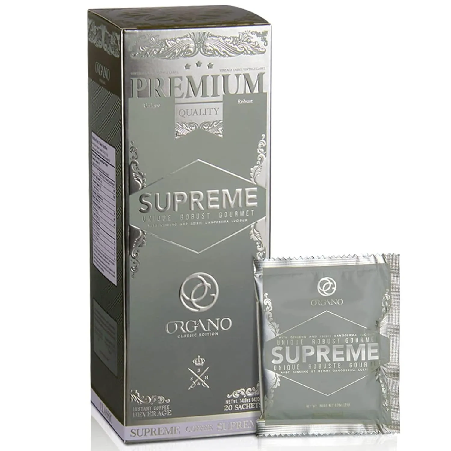 ORGANO Café Supreme, 100% Ganoderma Lucidum with Ginseng (20 Sachets)