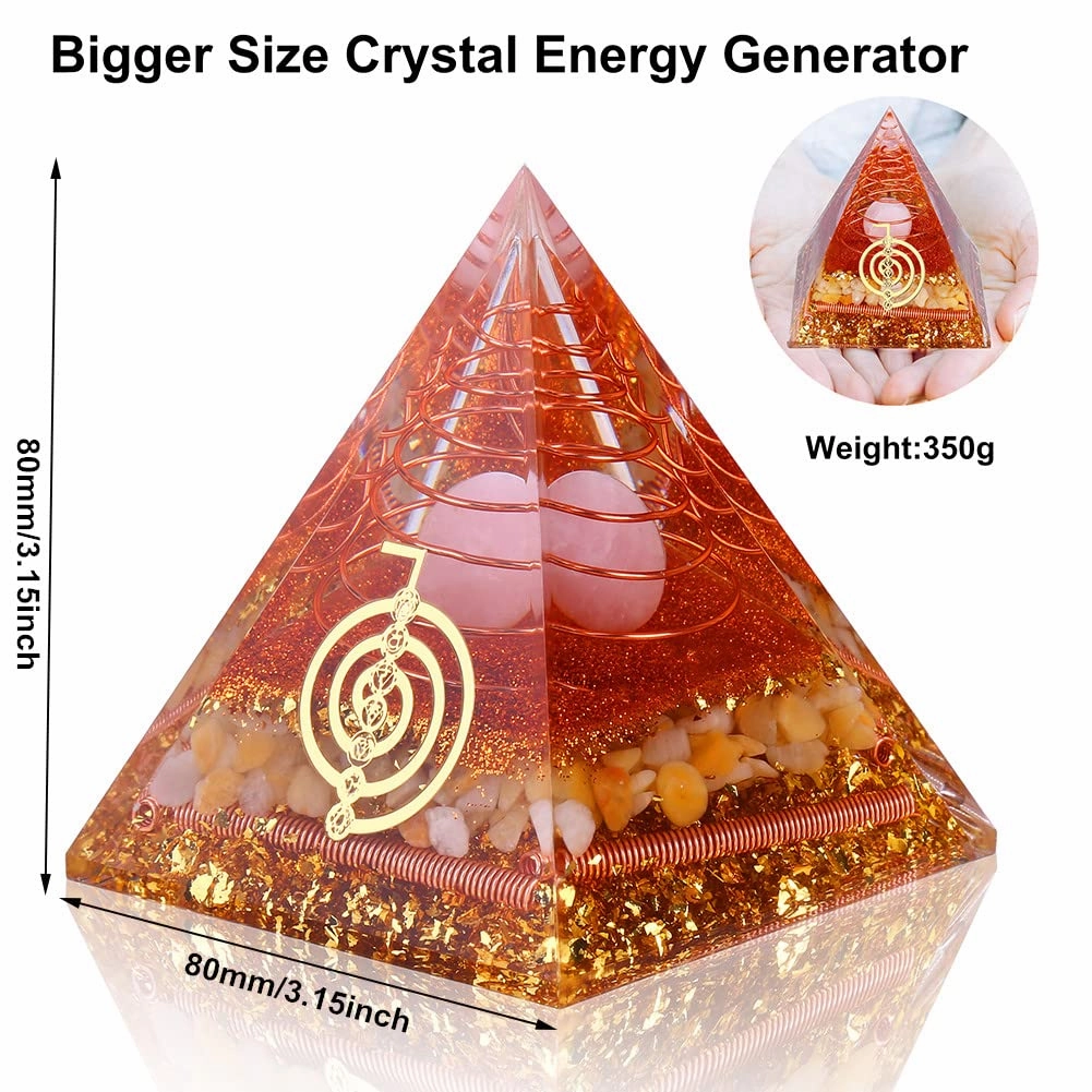 Orgone Pyramid for Positive Energy, Chakra, Wealth, Success - Chakra Orgonite Pyramid with Gemstones, Lucky Crystals, and Attract Lucky Home Decor