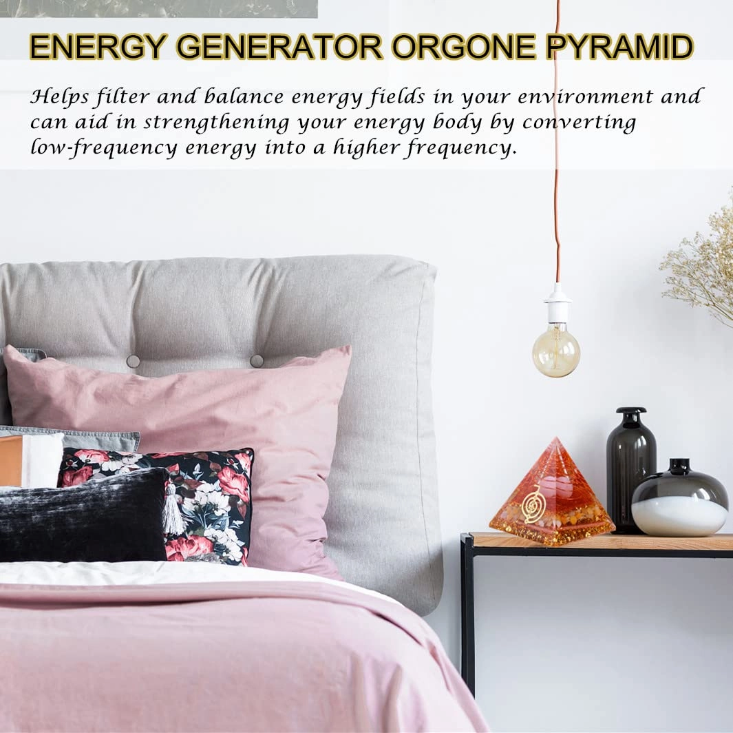 Orgone Pyramid for Positive Energy, Chakra, Wealth, Success - Chakra Orgonite Pyramid with Gemstones, Lucky Crystals, and Attract Lucky Home Decor