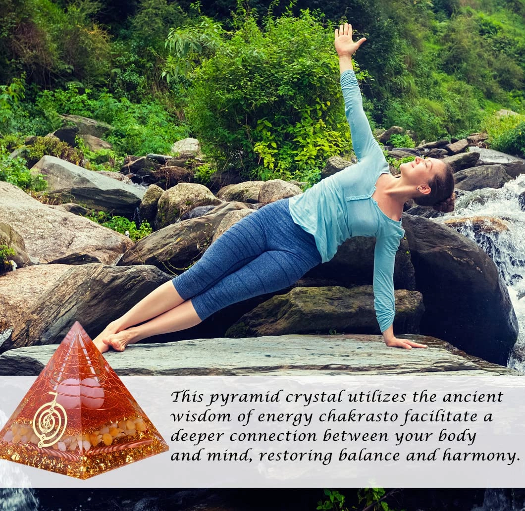 Orgone Pyramid for Positive Energy, Chakra, Wealth, Success - Chakra Orgonite Pyramid with Gemstones, Lucky Crystals, and Attract Lucky Home Decor