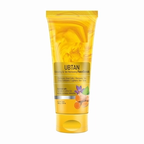 Os; hea He;rbals Ubtan Glowing & Tan Removing Face Scrub for All Skin Types | Lightens Skin Tone, Removes Dead Cells | Enriched with Turmeric & Saffron Extracts 100g