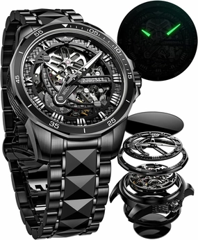 OUPINKE Automatic Watches for Men Starry Sky Luxury Mechanical Waterproof Date Luminous Sapphire Tungsten Steel Wrist Watch