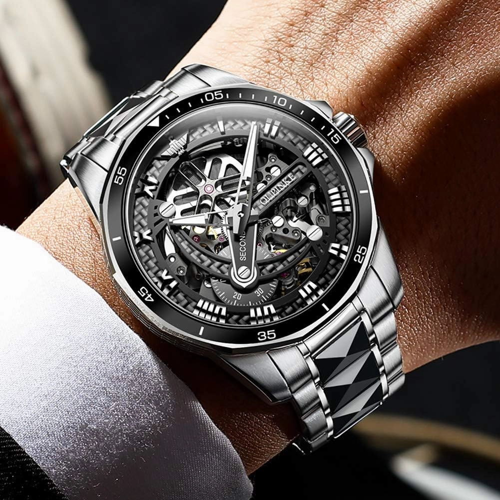 OUPINKE Automatic Watches for Men Starry Sky Luxury Mechanical Waterproof Date Luminous Sapphire Tungsten Steel Wrist Watch
