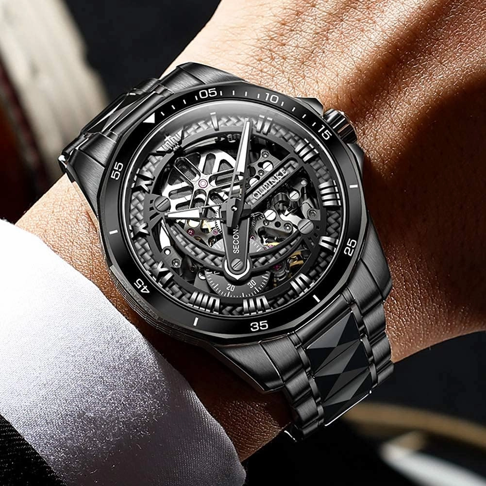 OUPINKE Automatic Watches for Men Starry Sky Luxury Mechanical Waterproof Date Luminous Sapphire Tungsten Steel Wrist Watch
