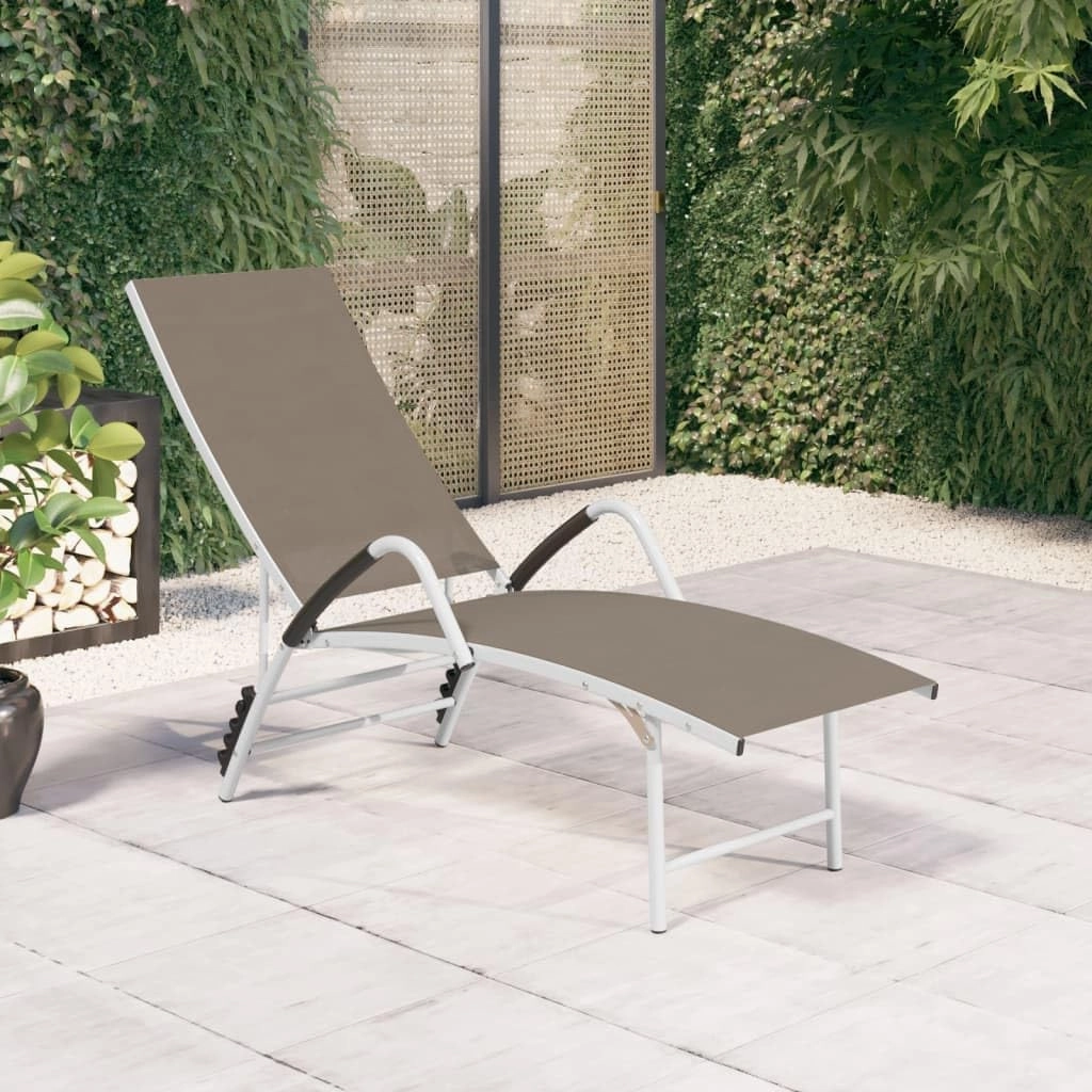Outdoor Lounge Chairs,Pool Chairs,Sun Lounger Textilene and Aluminum TaupeIdeal for Garden, Patio, Camping