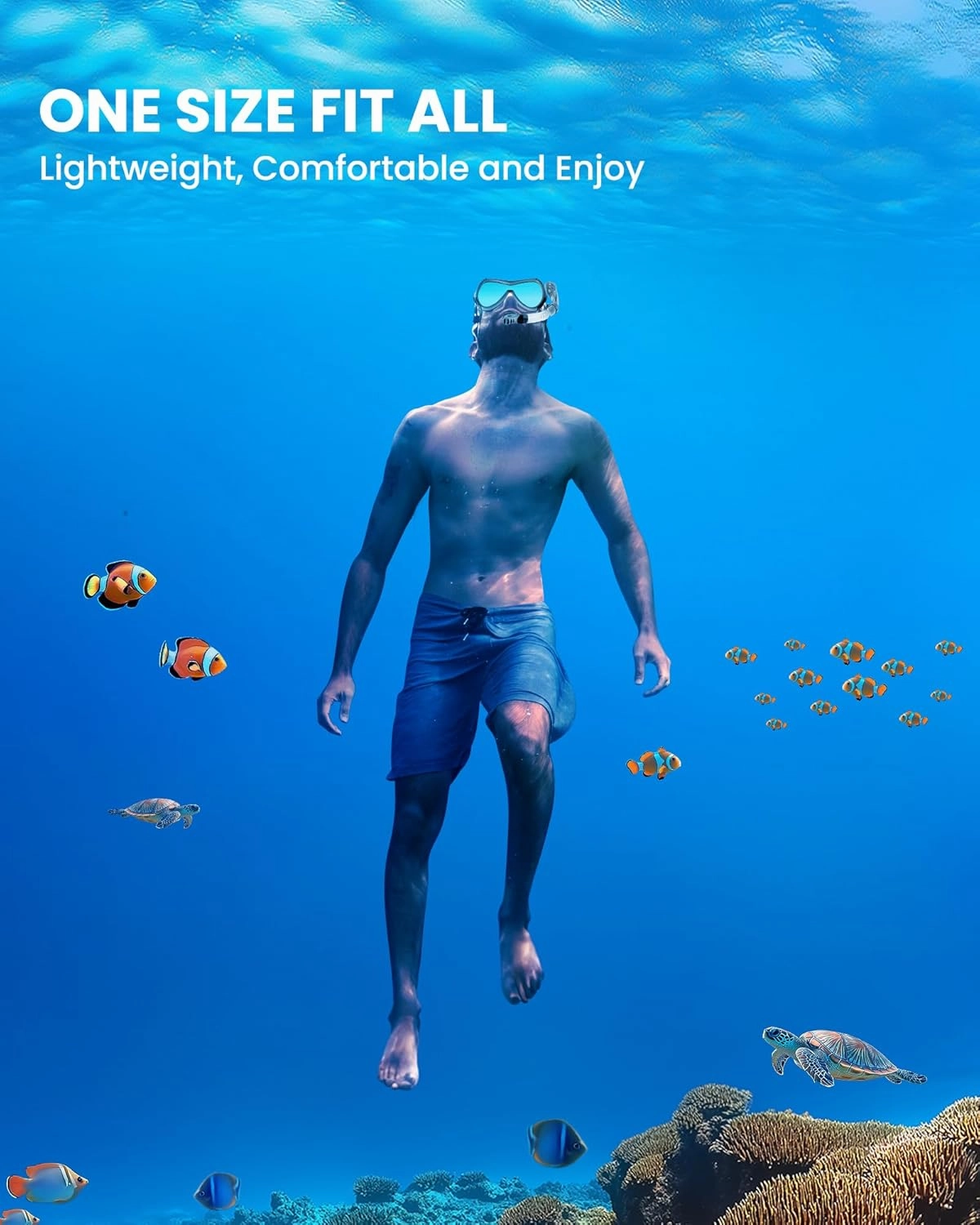 OutdoorMaster Mobula Snorkeling Gear for Adults, Diving Mask and Snorkel Set with Tempered Glass Anti-Fog, TOP Dry Snorkel for Diving Snorkeling Swimming