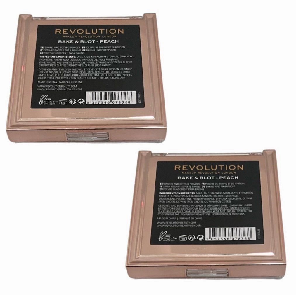 Pack of 2 Makeup Revolution Beauty Bake & Blot Setting Powder - Peach