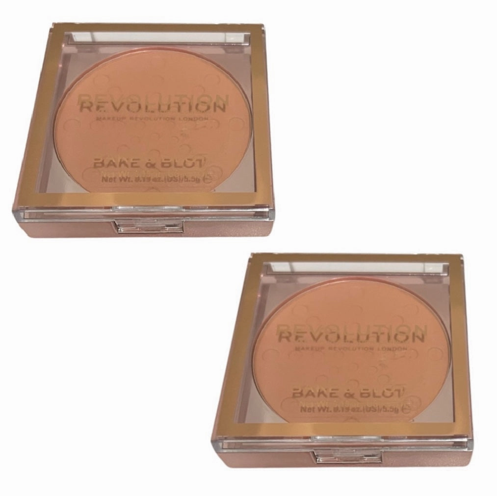 Pack of 2 Makeup Revolution Beauty Bake & Blot Setting Powder - Peach