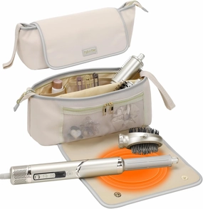 PACKISM Hair Tools Travel Bag - with Heat-Resistant for Dyson Airwrap & Shark Flexstyle, Flat Irons, Straighteners, Curling Iron, and Haircare Accessories - Ceylon Ivory   Light Grey