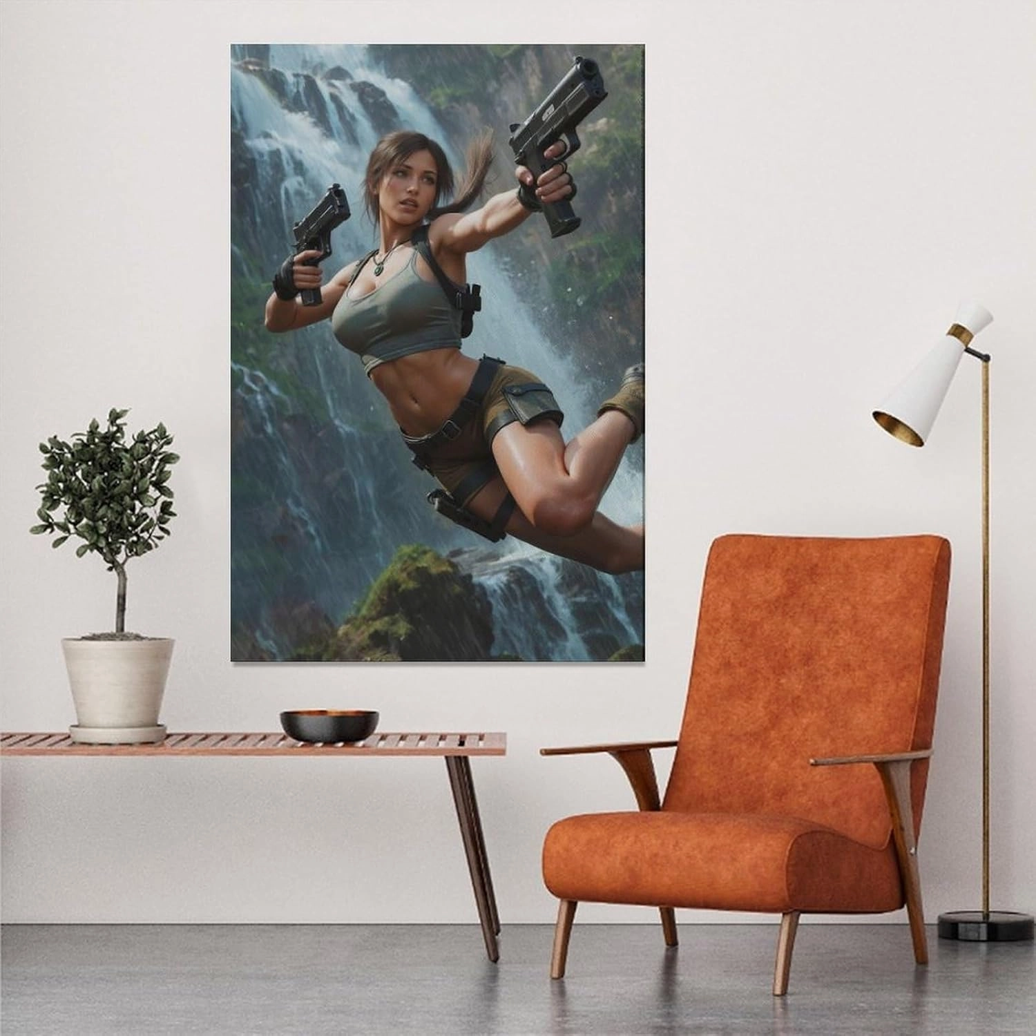 Palette Lara Croft Action Pose Canvas Wall Art - Sports, Office & Home Décor | Bedroom & Living Room Decoration | Oil Printing Posters | Gifts & Modern Artwork 12x18inchs(30x45cm)