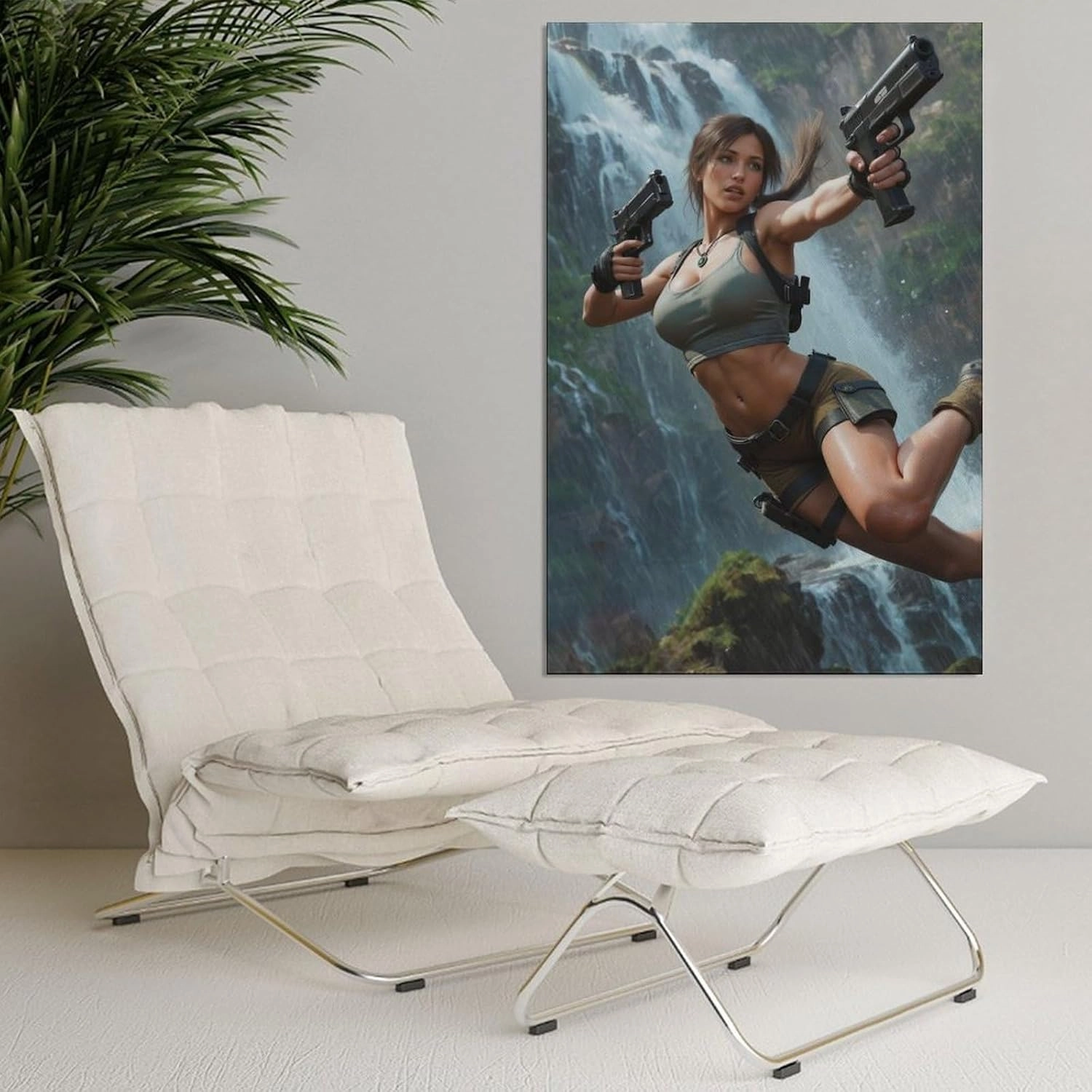 Palette Lara Croft Action Pose Canvas Wall Art - Sports, Office & Home Décor | Bedroom & Living Room Decoration | Oil Printing Posters | Gifts & Modern Artwork 12x18inchs(30x45cm)