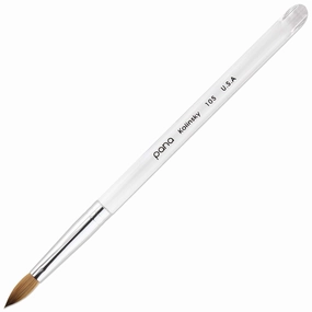 PANA Pure Kolinsky Hair Acrylic Nail Brush - Oval Crimped Clear Acrylic Handle (Size 10)