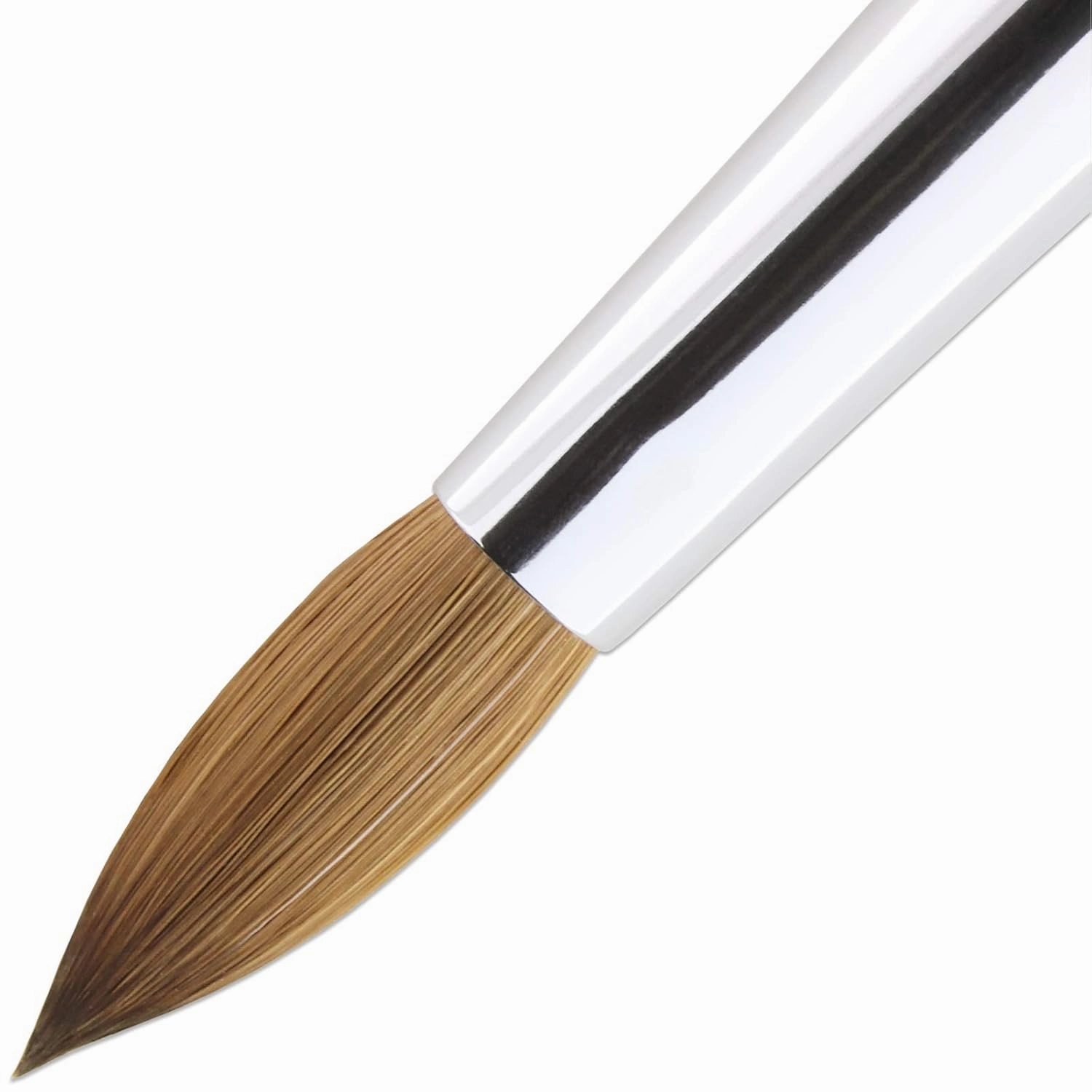 PANA Pure Kolinsky Hair Acrylic Nail Brush - Oval Crimped Clear Acrylic Handle (Size 10)