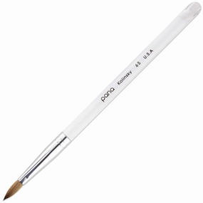 PANA Pure Kolinsky Hair Acrylic Nail Brush - Oval Crimped Clear Acrylic Handle (Size 6)