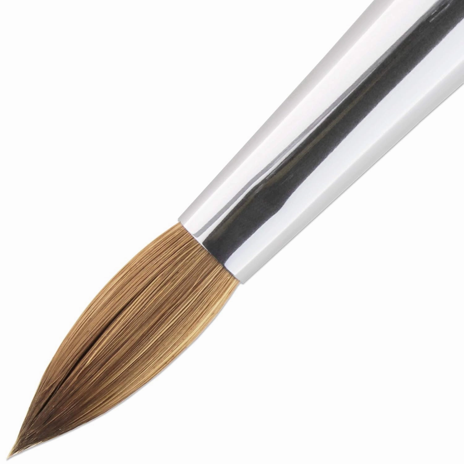 PANA Pure Kolinsky Hair Acrylic Nail Brush - Oval Crimped Clear Acrylic Handle (Size 8)