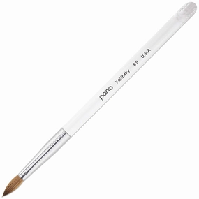 PANA Pure Kolinsky Hair Acrylic Nail Brush - Oval Crimped Clear Acrylic Handle (Size 8)