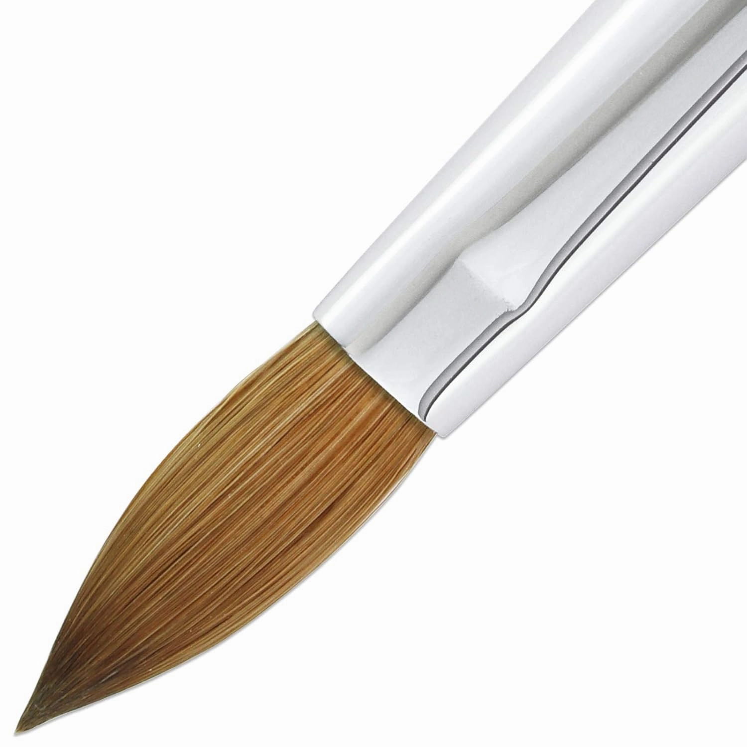 PANA Pure Kolinsky Hair Acrylic Nail Brush - Oval Crimped Shape Silver Ferrule with Mahogany Wood Handle (Size 8)